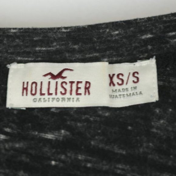Hollister Juniors XS Black White Graphic Scoop Neck Vented Short Sleeve Tee - Picture 7 of 7